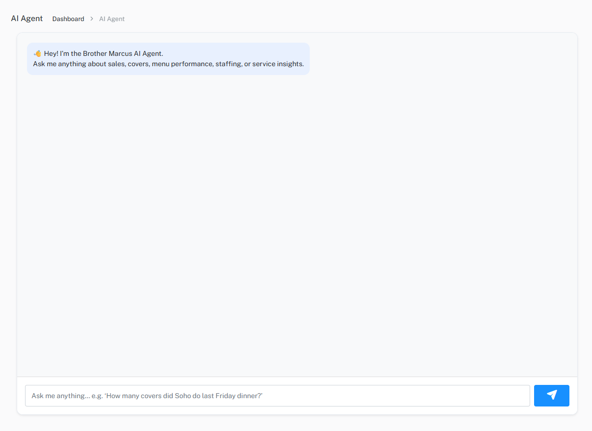 Brother Marcus agent: AI agent chat interface