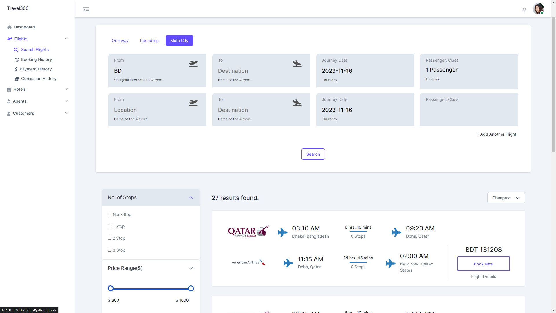 OTA: Multi-city search